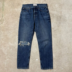 Everlane The Cheeky Jeans Women’s Size 28 Crop Blue Denim Distressed Button Fly